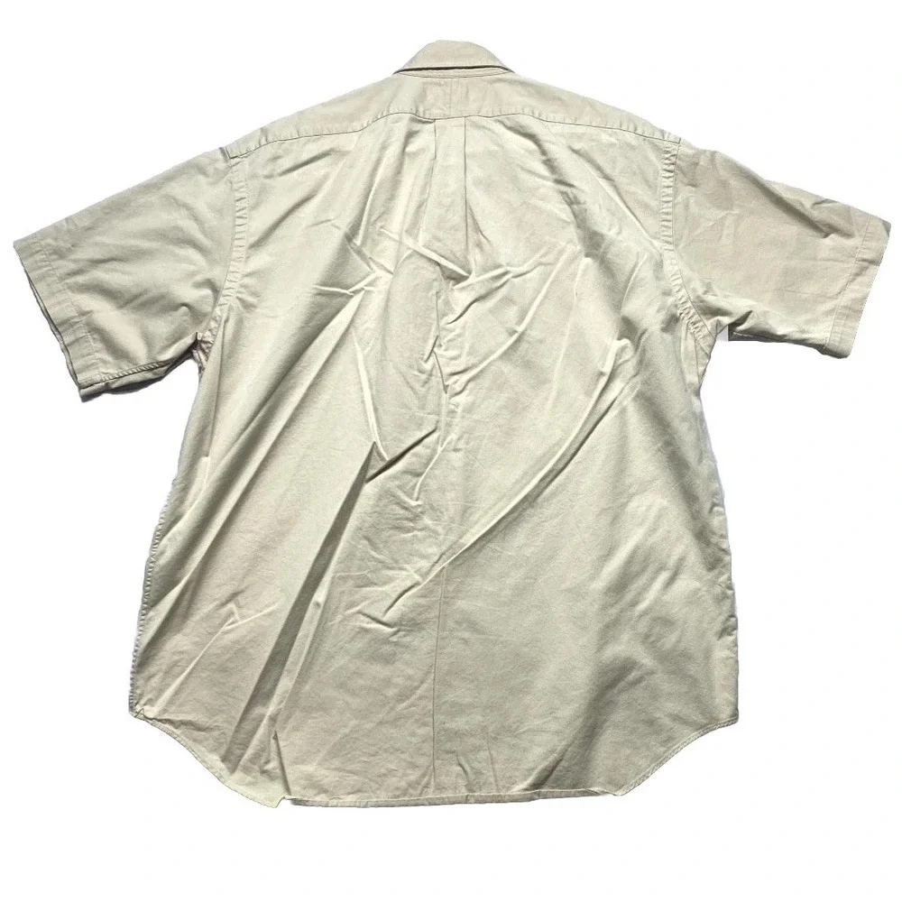 Ralph Lauren Blake Shirt Mens Large Tan Cotton Pony Pleated Back Button Down